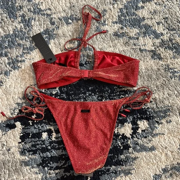 Ruby sparkle swimsuit set with bag. - Picture 3 of 4